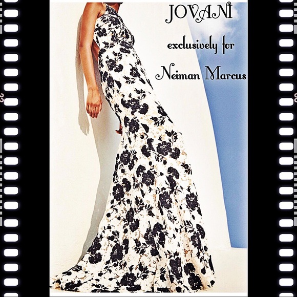 Jovani Floral Black & White Formal Gown NEW sz 2 - Picture 3 of 7